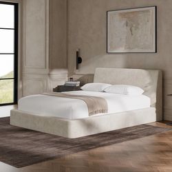 C319 $180 RECCI AirFrame Full Upholstered Bed Frame with Ergonomic Angled Headboard