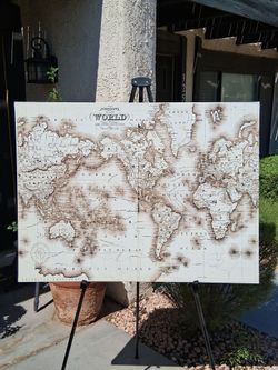 Johnsons World Map On Stretched Canvas (Trop & Pecos)