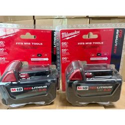 2 PCS Milwaukee 48-11-1850 M18 XC 5.0 AH 18 Volt Capacity Battery