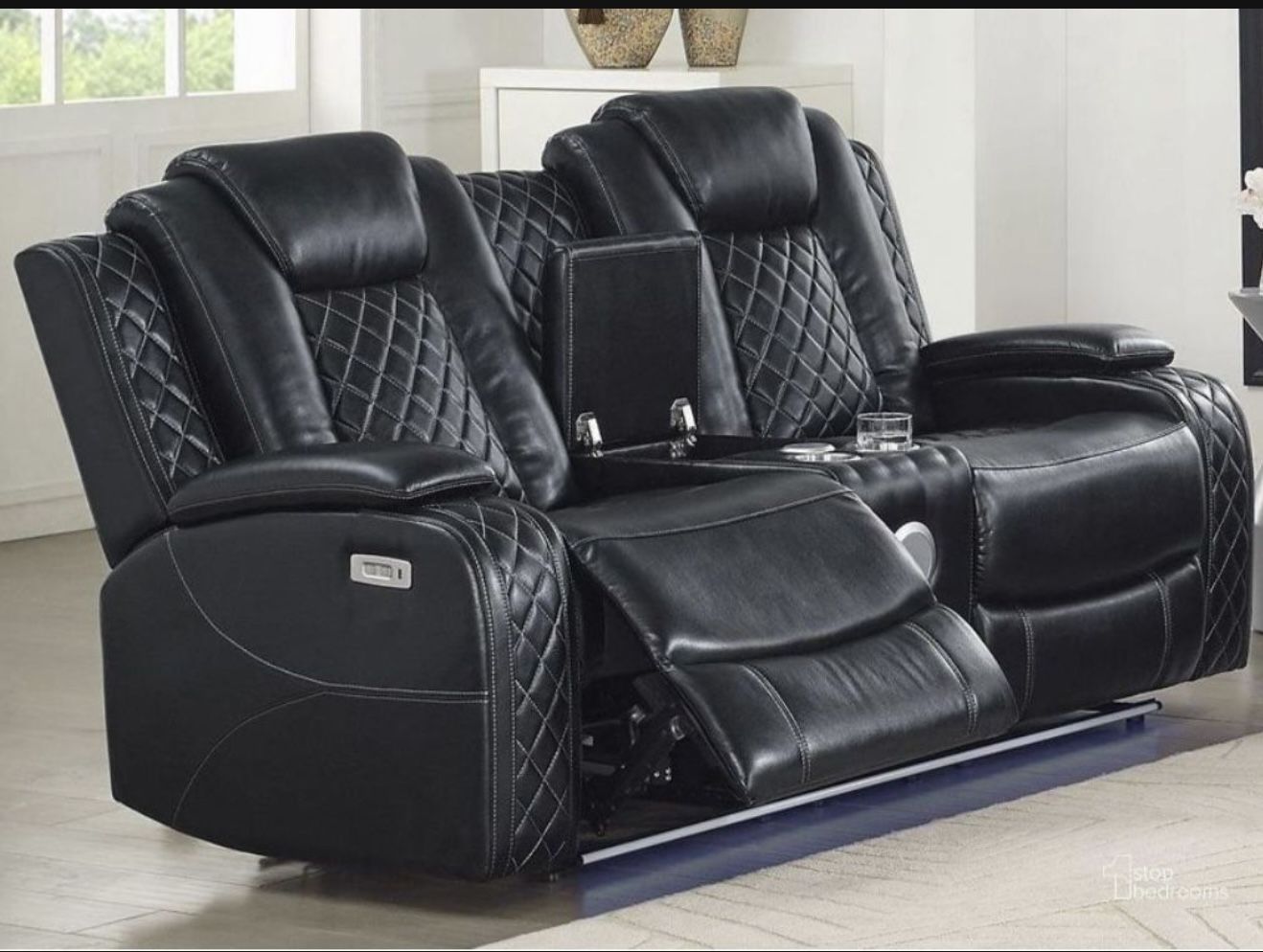 Recliner Sofa/ Couch With Bluetooth Speakers, Ambient Light And USB Port To Charge
