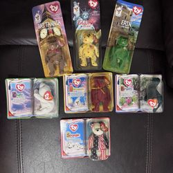 lot Of Vintage Ty Beanie Babies All In Their box including Erin, Britannia, And Glory