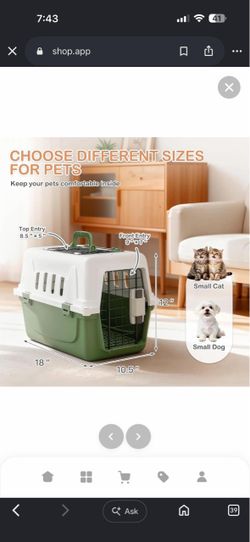 18-Inch 2-Door Top Loading Cat Carrier, Plastic Dog Crate Hard-Sided Dog Travel Carrier for Small Dogs and 24 20$