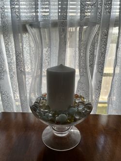 Glass Hurricane Vase and Candle