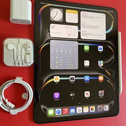 Apple IPad Pro 13” (M4 chip /OLED display/ 2024 Newest ) 256GB with keyboard, pen & Accessories
