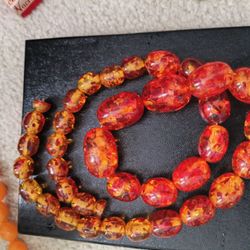 Vintage Lucite Confetti Amber Necklace