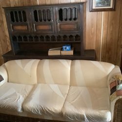 FREE COUCH & Wooden Handcrafted Hutch