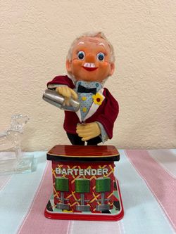 Vintage "Bartender" Battery-Operated Tin Toy - A Classic Mid-Century Collectible!
