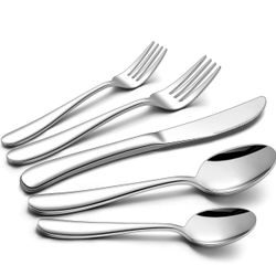 Homikit 60-Piece Heavy Duty Silverware Set, Stainless Steel Flatware Cutlery for 12, Heavy Weight Eating Utensils, Fancy Thick Metal Tableware Include