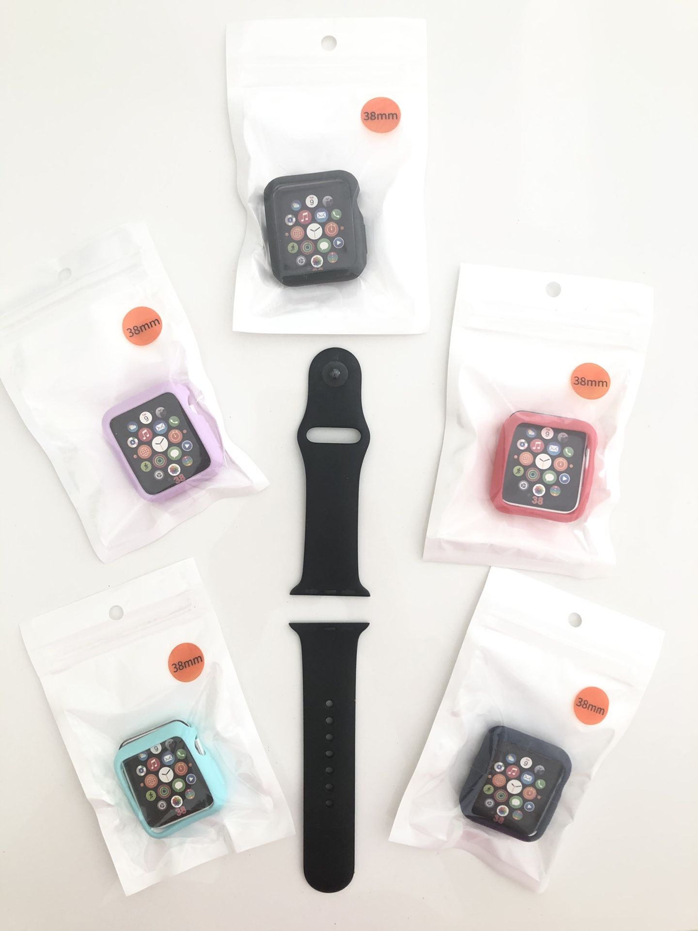Apple Watch Band & 5 CASES - 38mm S/M band