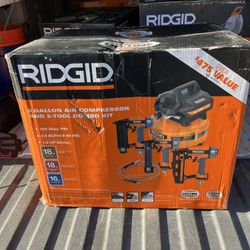 RIDGID 6 Gal. Portable Electric Pancake Air Compressor w/ 18GA Brad Nailer, 16GA Straight Finish Nailer, & 18GA Finish Stapler