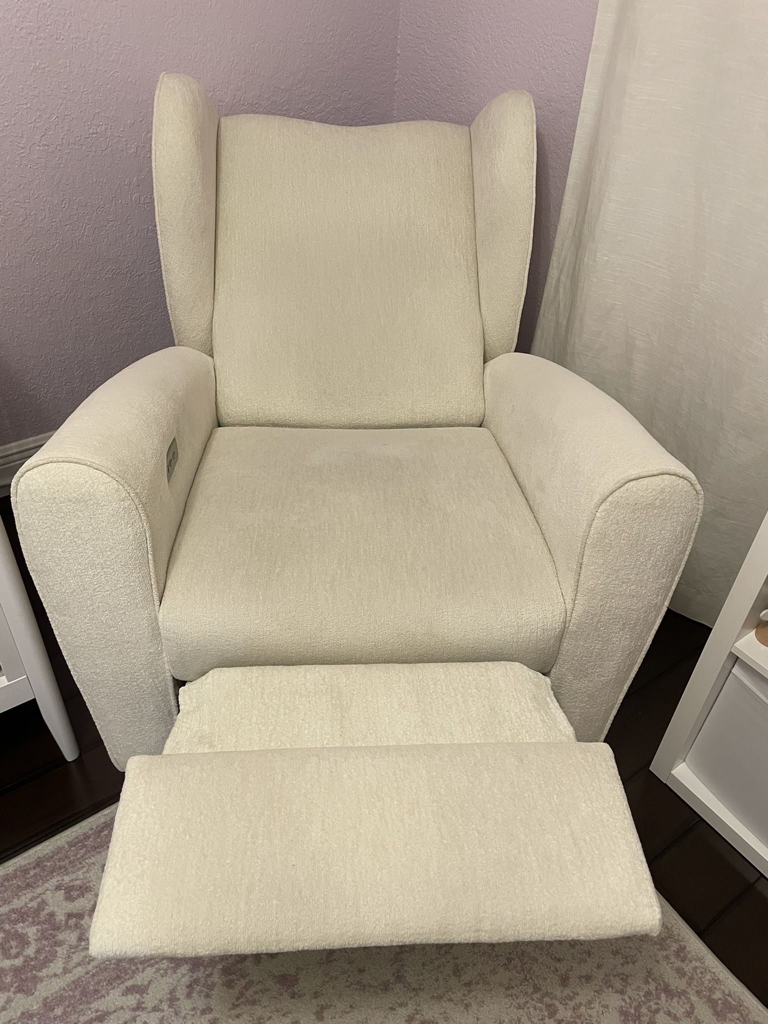 Crate And Barrel Seesaw Cream Electronic Swivel Glider Power Recliner Nursery Chair