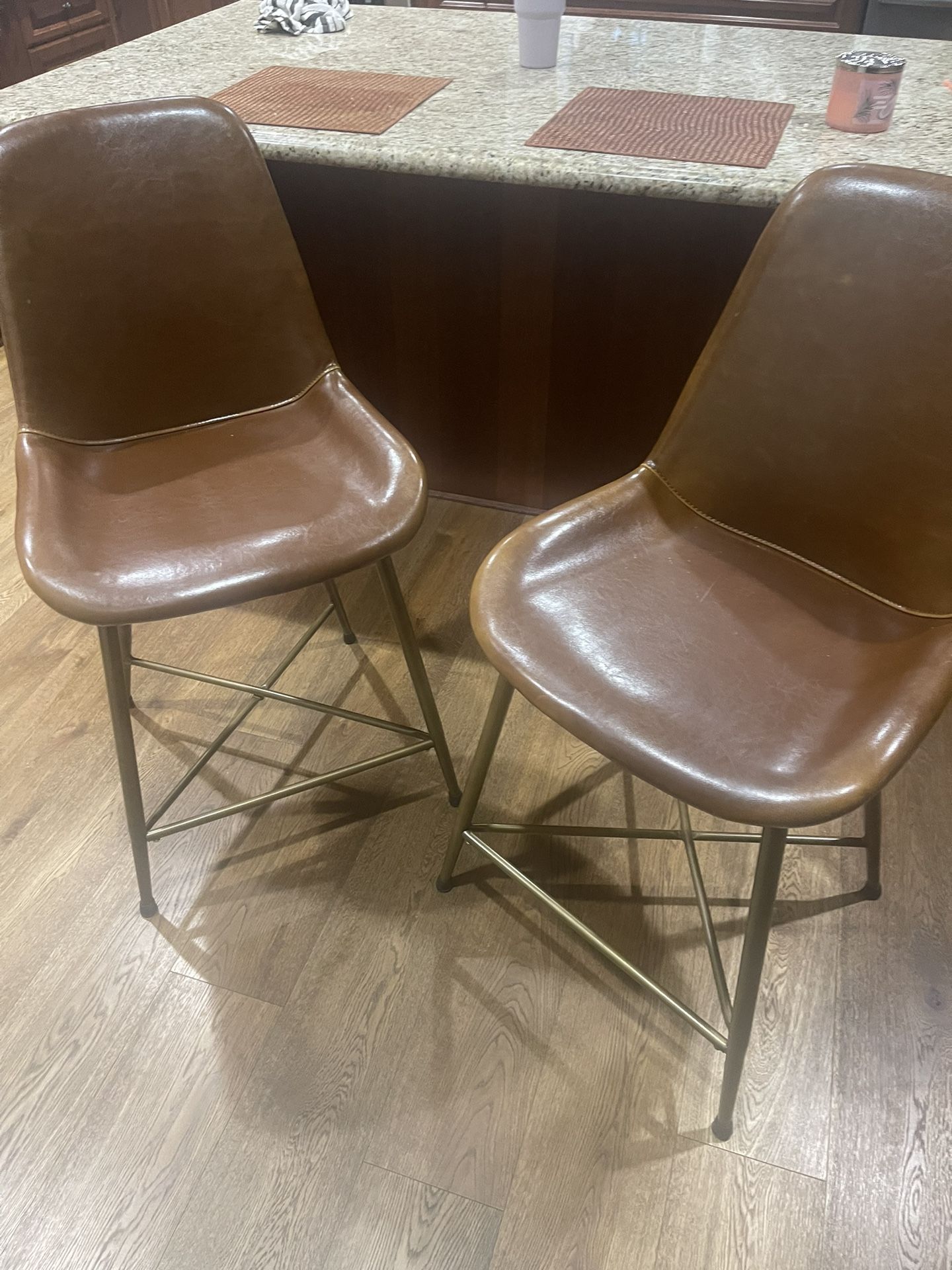 Brown Leather Bar Stools 