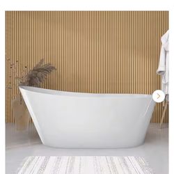 GS329  55 in. x 29 in. Acrylic Freestanding Soaking Bathtub Single Slipper Tub in Glossy White with Overflow and Pop Up Drain