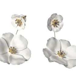 Metal Poppy Flower Dangle Earring-