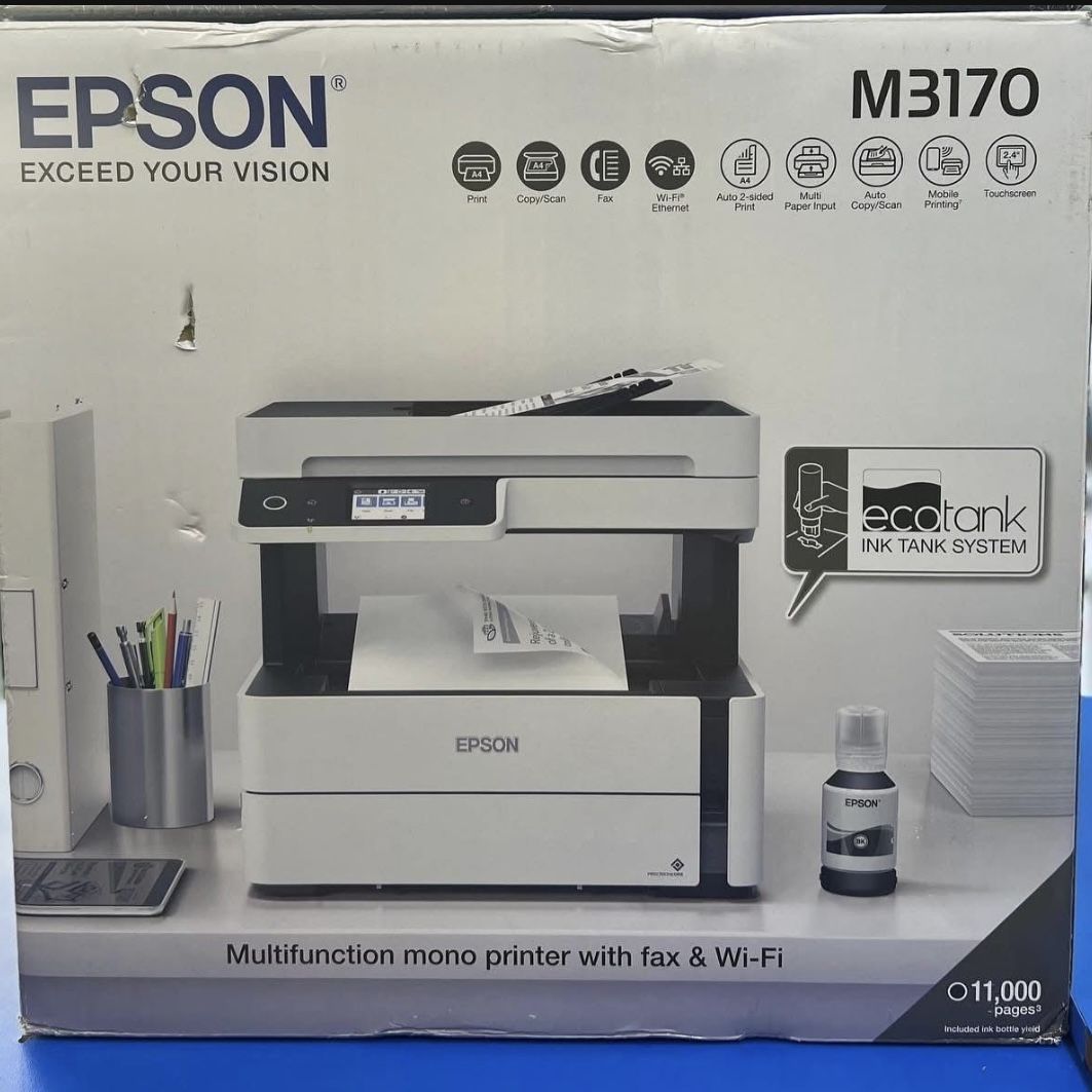Epson - EcoTank ET-M3170 Wireless Monochrome All-in-One Supertank Printer