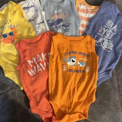 7 Summer Casual Shirts, Size 0-3m Boys 