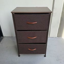 New In Box 18x12x28 Inch Tall 3 Drawer Brown Night Stand Side Cabinet Shelf Storage Organizer 