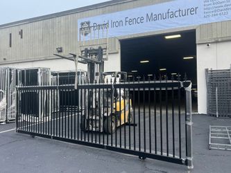 6ft×14ft to 24ft flat spike curve top 2"×4"frame 12ga 1"picket 16ga
