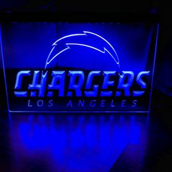 CHARGERS LED NEON BLUE LIGHT SIGN 8x12