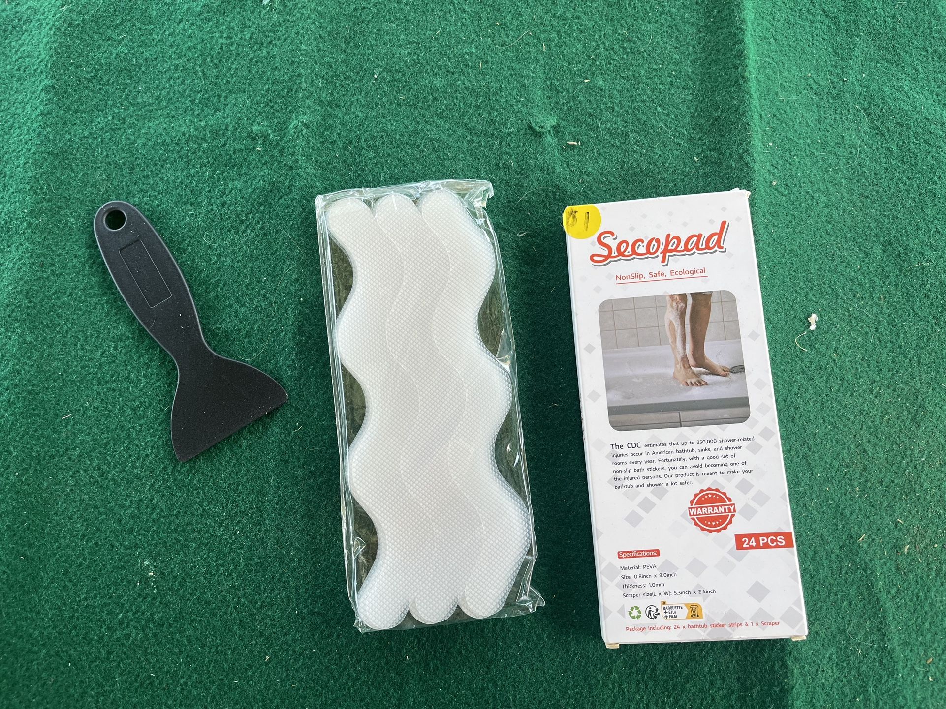 New anti-slipped shower stickers, safety bathtub strips adhesive decals with scraper for bathtub