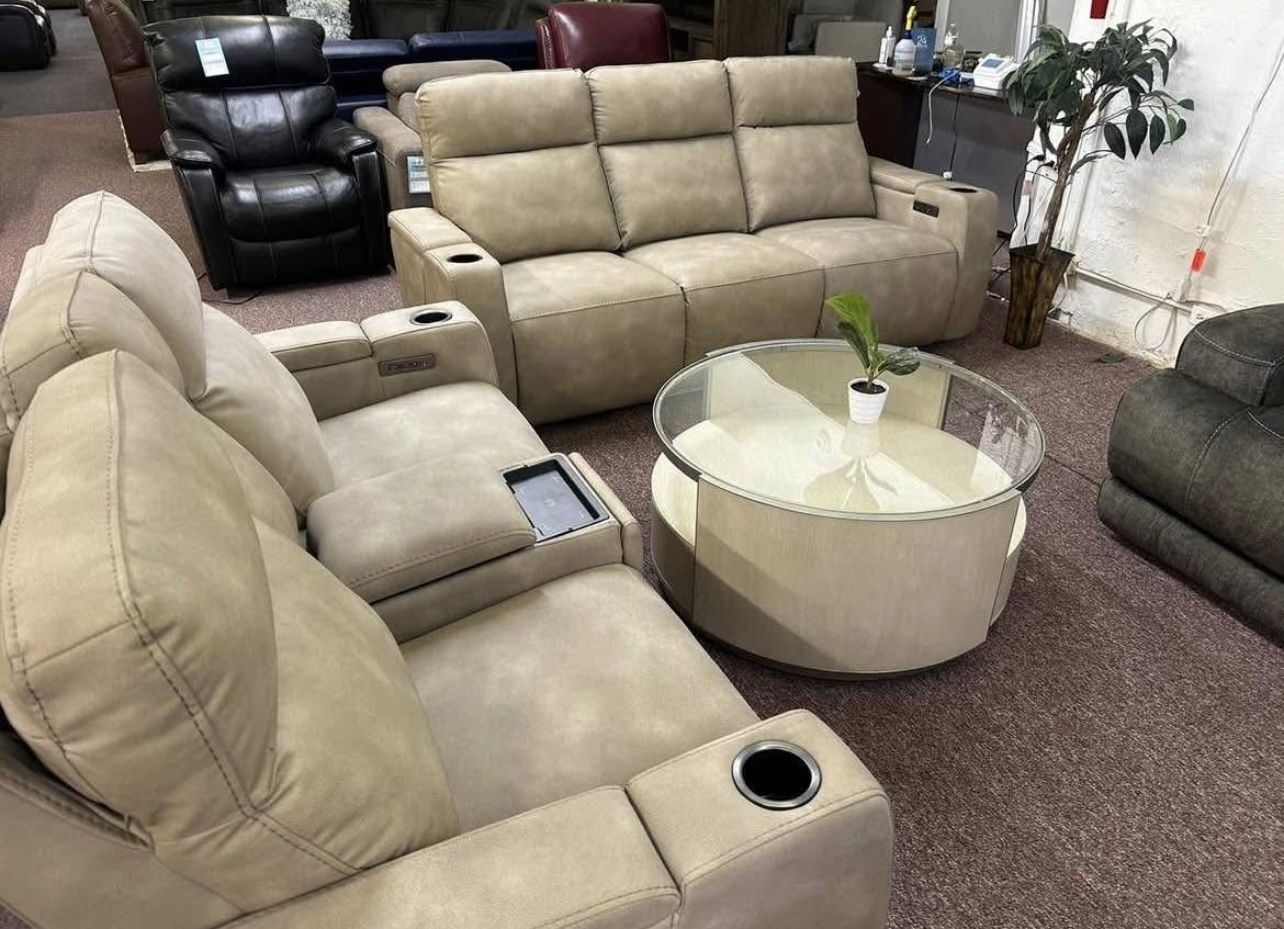 Furniture Zero Gravity Fabric Power Recliner Sofa Greymel