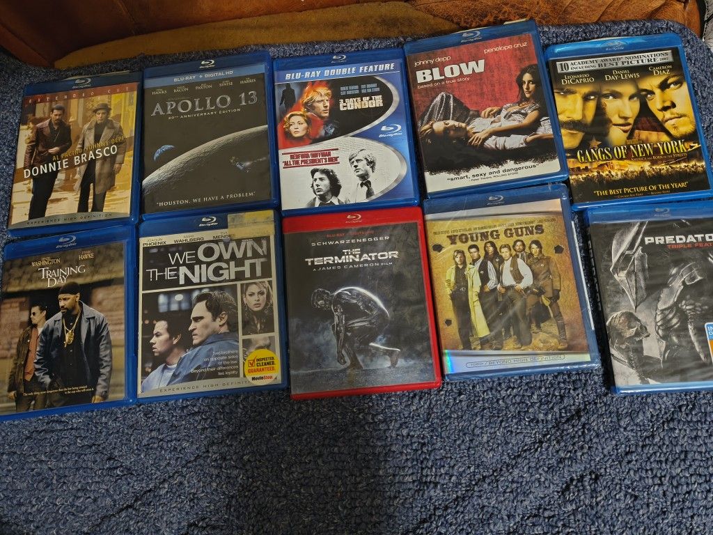 10 Blu-rays,  Three Of Them Brand New Never Open The Other Seven Brand New But Package Opened