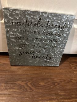 Galvanized Metal Scripture Wall Sign Acts 2:46