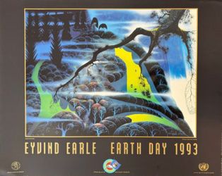 Eyvind Earle  official Earth Day poster green pastors 1993 rare collectors item signed in the plate