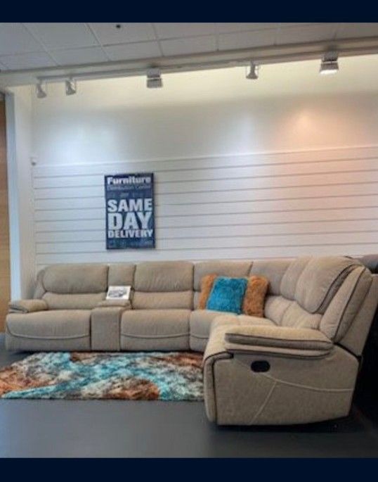 *Wow* Alejandra Sophisticated Mocha Fabric Reclining Sectional Sofa Delivery And Easy Financing Available🙌