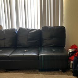 Sectional Black Leather 
