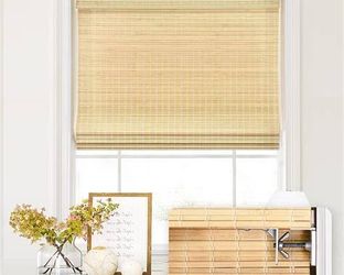 Cordless Bamboo Roman Shade 33"W x 64"H Natural Window Blind Shade #1666M UP1