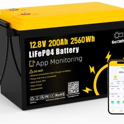 2560Wh 12V 200Ah LiFePO4 RV Battery with Bluetooth