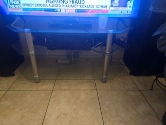 Glass TV stand and glass coffee table and glass entry way table