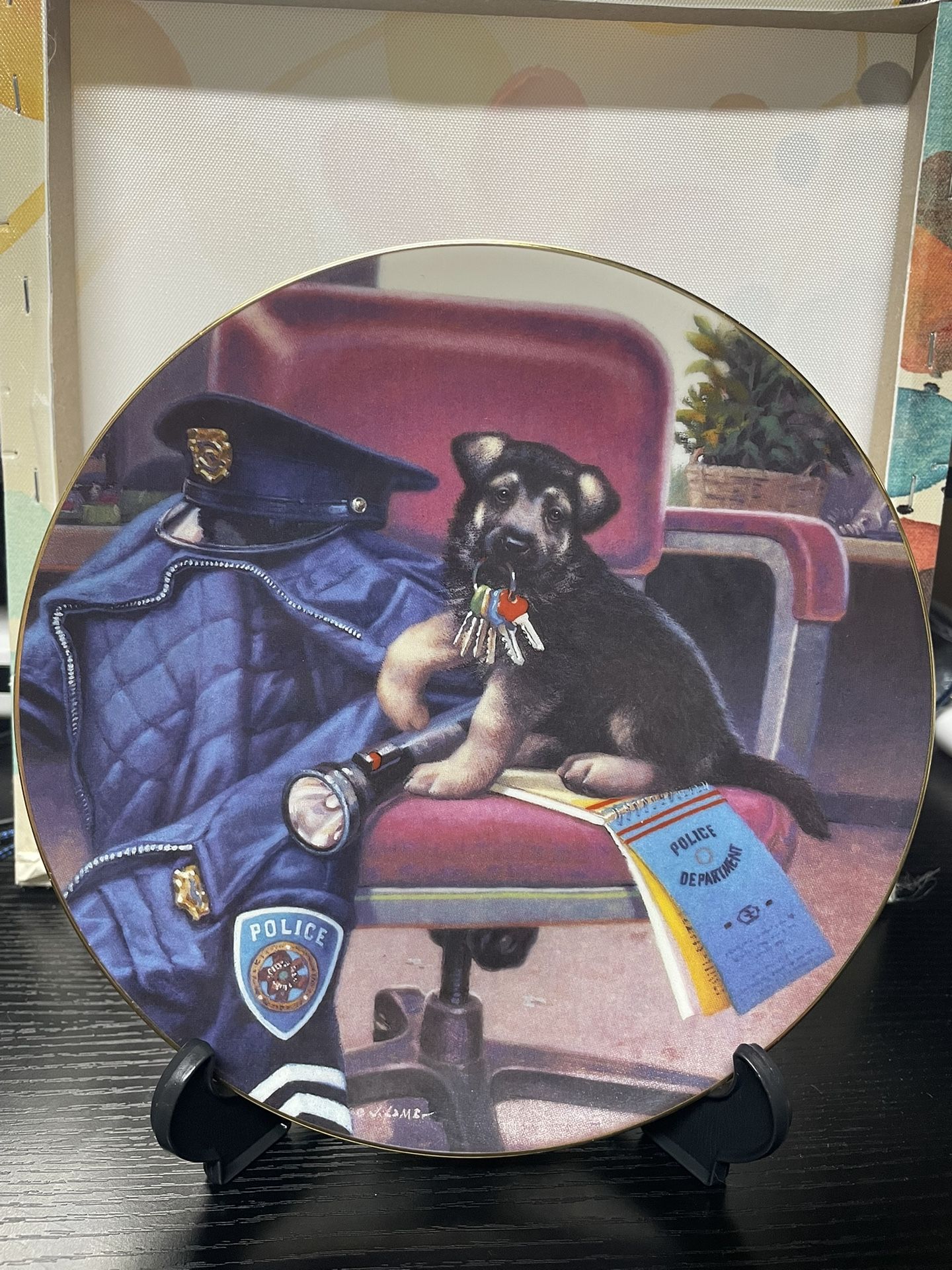 The Hamilton Collection Police Puppy Patrol By Jim Lamb Collector Plate