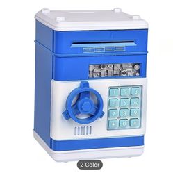 Blue Electronic Piggy Bank with Combination Lock