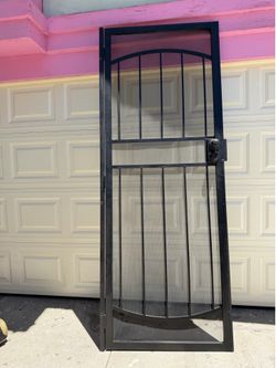 RELIABILT Gibraltar 36-in x 96-in Black Steel Right-hand outswing Surface Mount Security Screen Door
