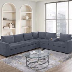 ✅️✅️4-Piece Sectional Set✅️✅️✅️
One-Arm Loveseat x 2 + Corner Wedge + Armless Chair + Console W/USB & Cup Holders✅️✅️✅️
