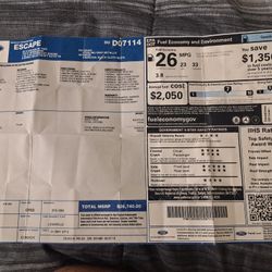 2013 Ford Escape Window Sticker