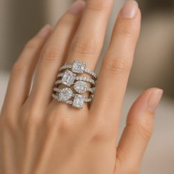1.13Ctw Natural Diamond Ring Cocktail Ring Dinner Ring 14KW