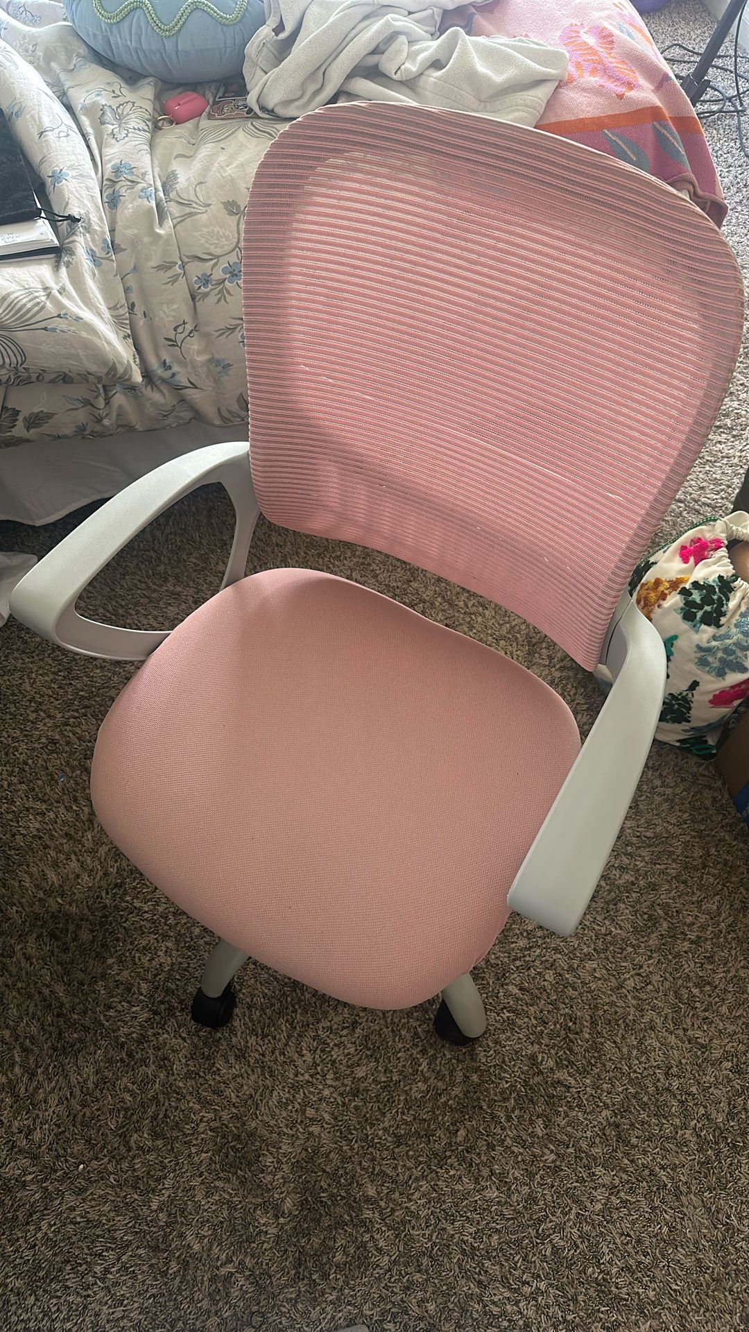 Pink Desk Chair + Keyboard And Mouse