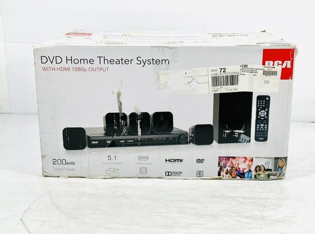 RCA DVD Home Theater System HDMI 5.1 Speakers Subwoofer 200 watts RTD3276H