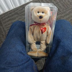 99 Signiture Beanie Bear Exel Cond Miss Print