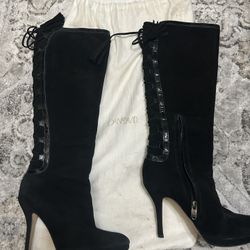 Joan & David Knees High Suede Boots Sz 5