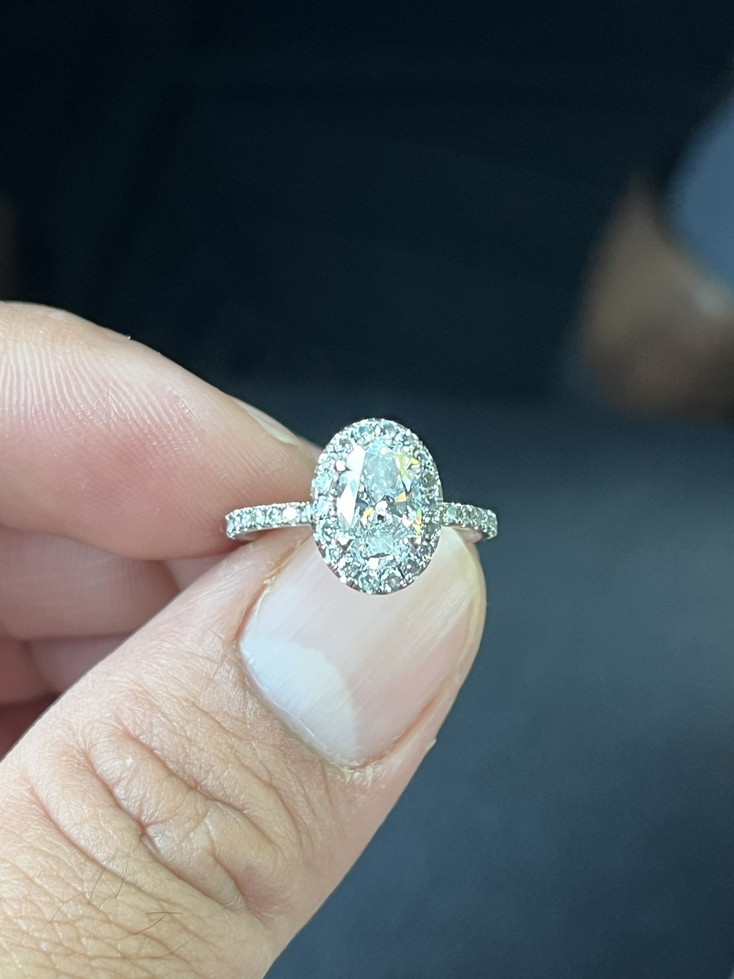 Oval Natural Diamond Engagement Ring With Halo