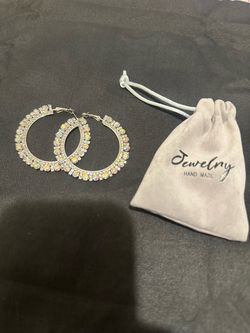 Large Crystal Rhinestone Hoop Earrings