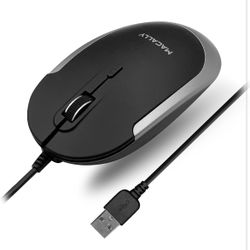 Macally Silent Wired Mouse - Slim & Compact USB Mouse for Apple Mac or Windows PC Laptop/Desktop - Designed with Optical Sensor & DPI Switch - Simple 