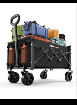 Collapsible Foldable Wagon with Wheels Cart with Flexible Handle Holds 330 pounds