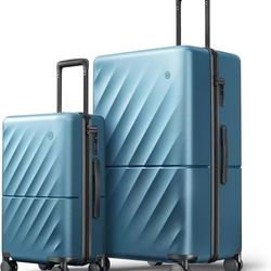 NINETYGO Luggage Sets 2 Piece, Carry On Luggage Airline Approved, Large Checked Trunk Luggage with Smooth Spinner Wheels, Hard Case PC Suitcase Sets, 