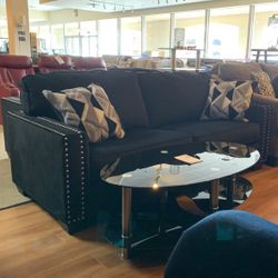 Black Velvet Sofa And Loveseat 