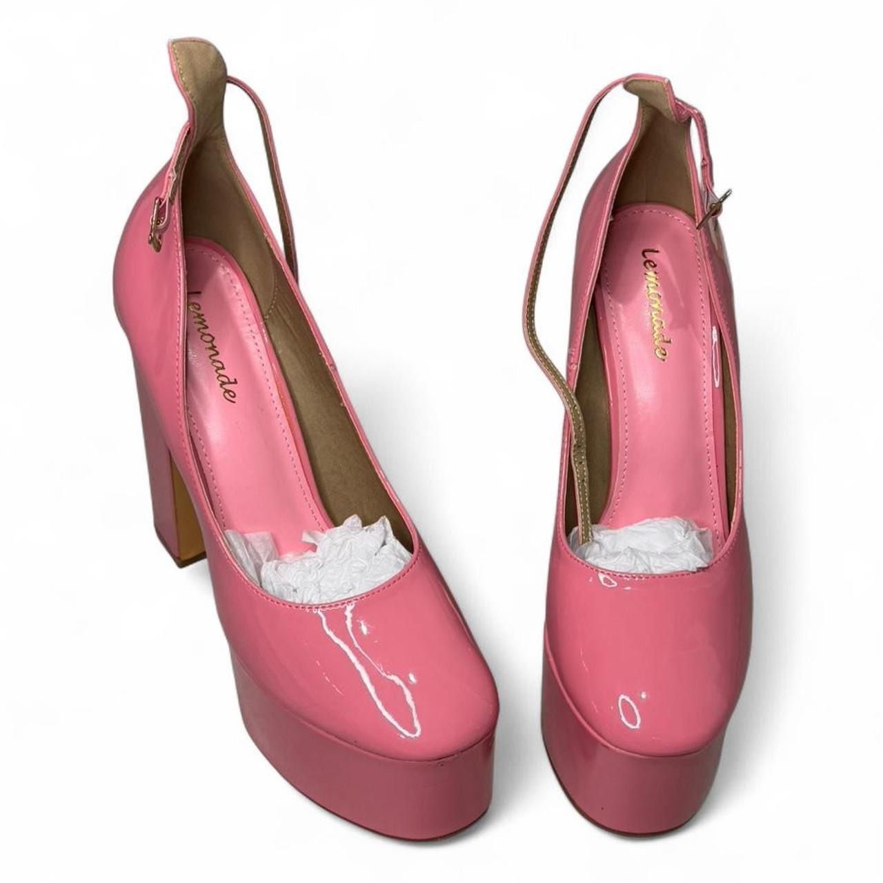 Lemonade Violet Chunky Platform Patent Leather High Heels in Pink 